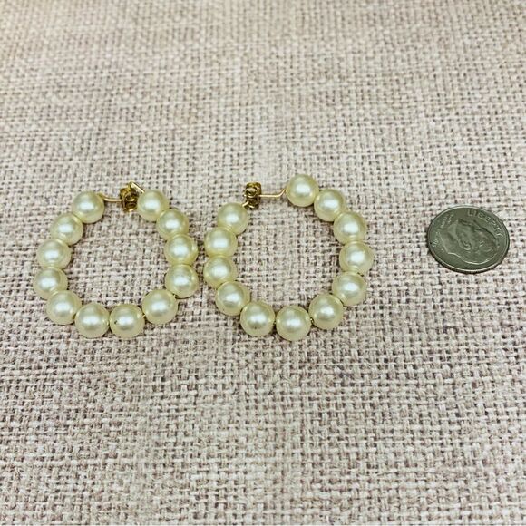 Pearl Hoop Earrings  - Picture 1 of 2